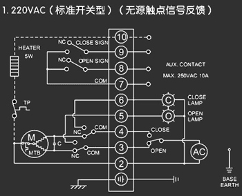 220VAC標準開關(guān)型<a href='http://hkk6.cn/Product/diefa/diandongdiefa/' target='_blank'>電動<a href='http://hkk6.cn/Product/diefa/' target='_blank'>蝶閥</a></a>接線圖