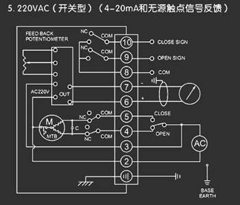 220VAC開關(guān)型<a href='http://hkk6.cn/Product/diefa/diandongdiefa/' target='_blank'>電動<a href='http://hkk6.cn/Product/diefa/' target='_blank'>蝶閥</a></a>接線圖